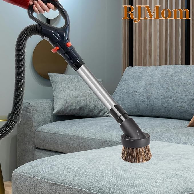 Soft Horse Hair Vacuum Brush Attachment For Shark Vacuum - Round Brush With Adapter - To Convert The 1 1/4" Tool To 1 1/2" Vacuum Hoses, Vacuum Attachment Brush Hair Length 35mm