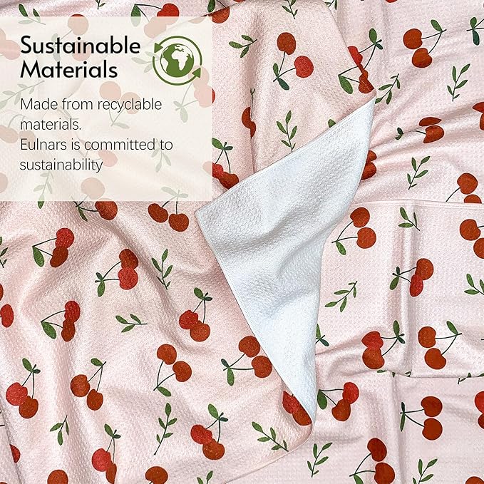 Kitchen Towels, Premium Dish Towels for Kitchen Drying, 18" x 30" Tea Towels, Quick Dry Microfiber Dish Cloths, Ocean Sakura Series, 2-Pack