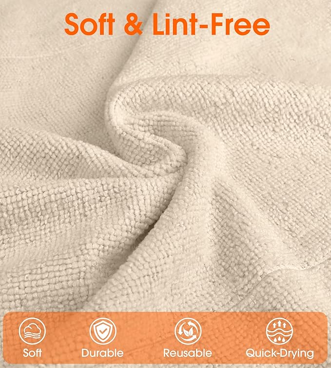 Microfiber Cleaning Cloth Roll - 100 Pack Tear Away Microfiber Paper Towels, Reusable, Washable, Scratch-Free, Kitchen Towels for Car, Home, Kitchen, Glass, Dishes(Desert Gold)