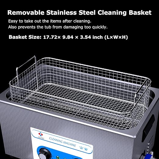 22L Ultrasonic Cleaning Machine 40kHz Knob Control Heated Sonic Cleaner Machine for Carburetor Parts (Basket Included)