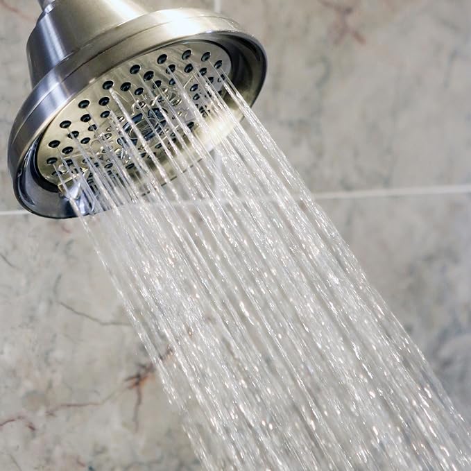 Shower Massage Head With Mist - High Pressure Boosting, Multi-Function, Massager Rainfall Showerhead For Low Flow Showers & Adjustable Water Saving Nozzle, 1.8 GPM - Brushed Nickel