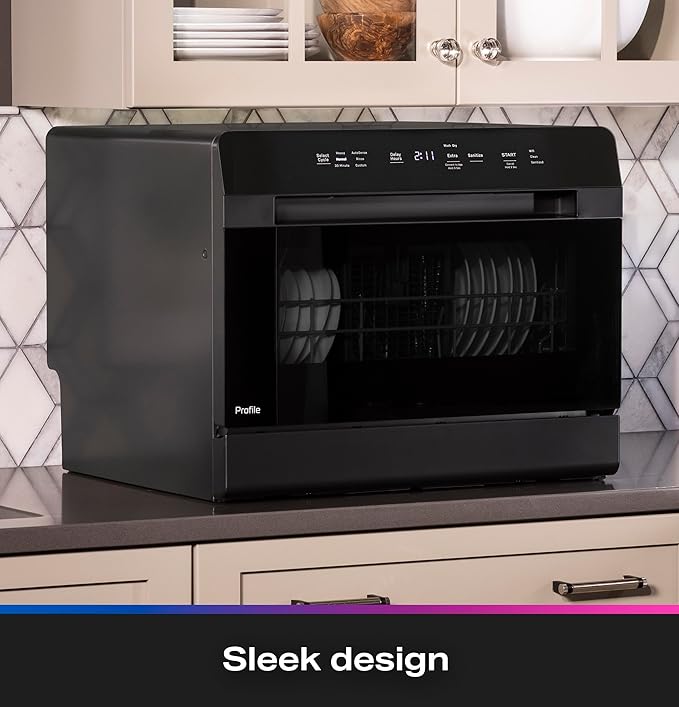 GE Profile Countertop Dishwasher, Energy Star, 6 place settings, 6 wash cycles, WiFi Connected, with Built-In Capabilities