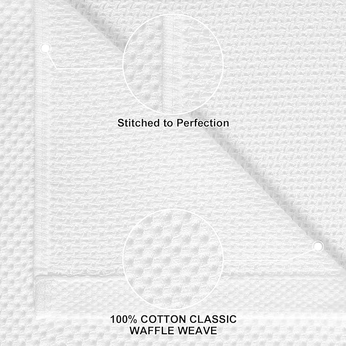 Homaxy 100% Cotton Kitchen Towels and Dishcloths Set, 12 x 12 Inches and 13 x 28 Inches, Set of 12 Bulk Kitchen Towels Set, Ultra Soft Absorbent Dish Cloths for Washing Dishes, White
