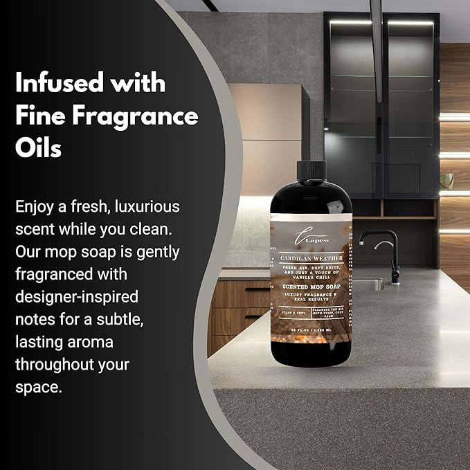 Luxury Floor Cleaner, Scented Mop Soap Concentrate | Hard Floor Cleaner for Tile, Vinyl, Laminate, LVP & Sealed Hardwood | Low-Foam, Streak-Free | 36 oz | Cardigan Weather