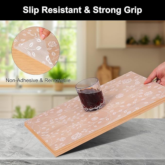 Cooyes Shelf Liner – Premium Non-Adhesive Cabinet & Drawer Liner for Kitchen – Waterproof Shelf Paper with Modern Pattern – Durable EVA Cabinet Mat – Easy to Cut （12" W x 240" L）