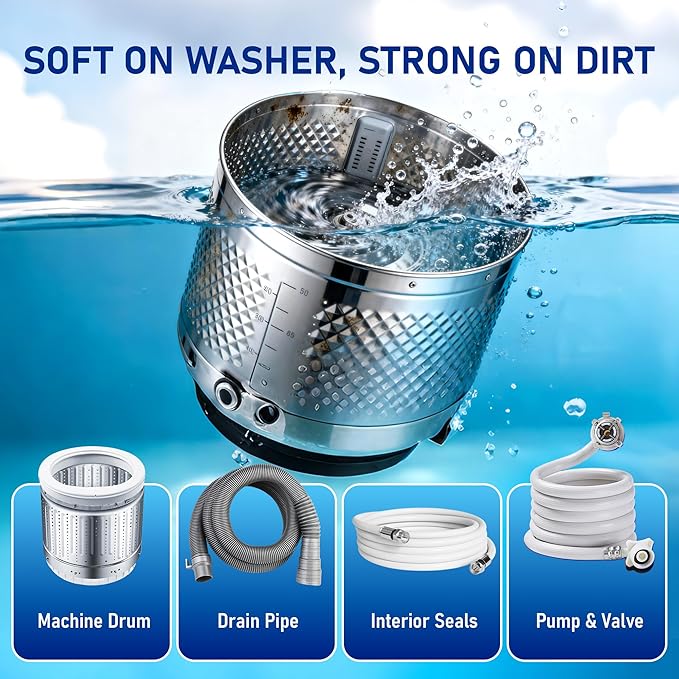 Washing Machine Cleaner Tablets (48 Count) - Deep Descaling Formula for HE Front & Top Load Washers - Removes Limescale, Grime & Odor - Septic Safe, Fresh Lemon Scent