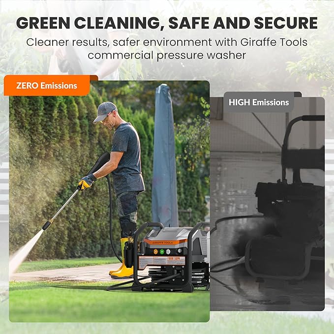 Giraffe Tools Crossfalls Retractable Pressure Washer Ultra, Features 1000H All-Copper Pump, Dual Wall/Floor Mount, Brushless Motor, 60dB Low Noise, High Efficiency Cleaning Machine
