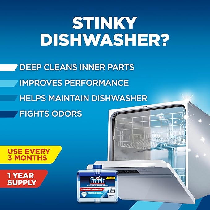 Finish Dishwasher Cleaner Liquid, Deep Cleans Hidden Grease & Limescale, Fights Odors & helps maintain Performance, 1 Year Supply, 8.45oz, 4 Bottle (Pack of 2)