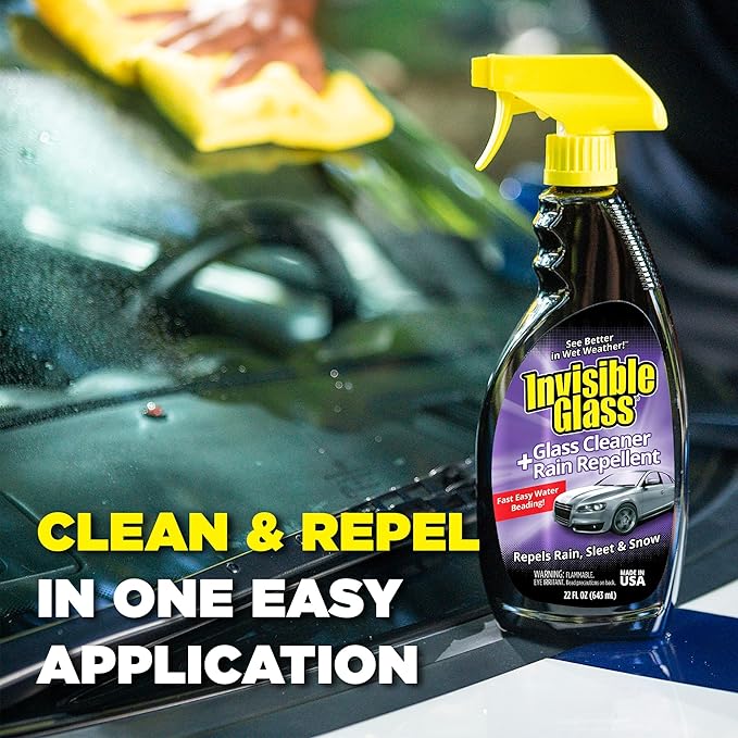 Invisible Glass 92184-2PK Glass Cleaner + Rain Repellent 2-in-1 Windshield and Window Spray, Cleans Auto Glass, Repels Rain, Sleet, Snow, Improves Wet Weather Visibility – 22 fl oz (Pack of 2)