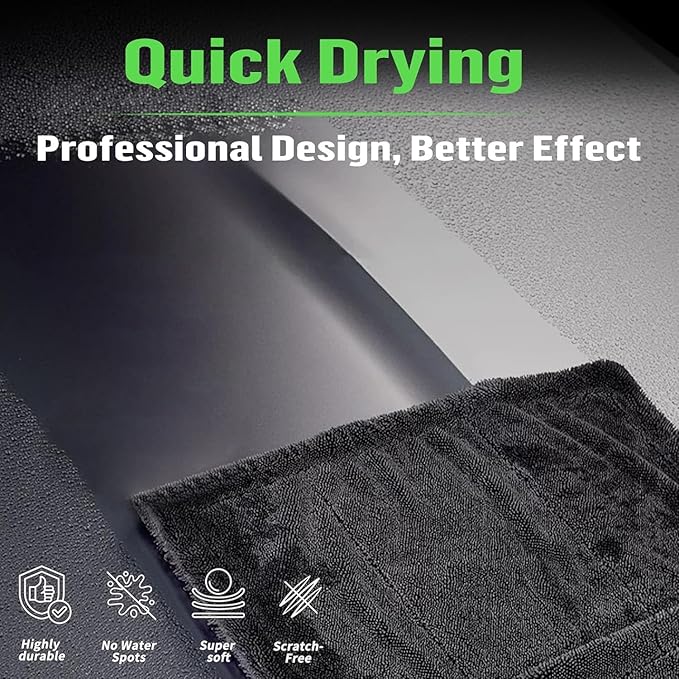 Bath Wipes Shower Cleaning Cloths, Premium Car Drying Towel | Ultra Absorbent Twisted-Loop Design| Microfiber Towel for Car, Shower Cabin, Household