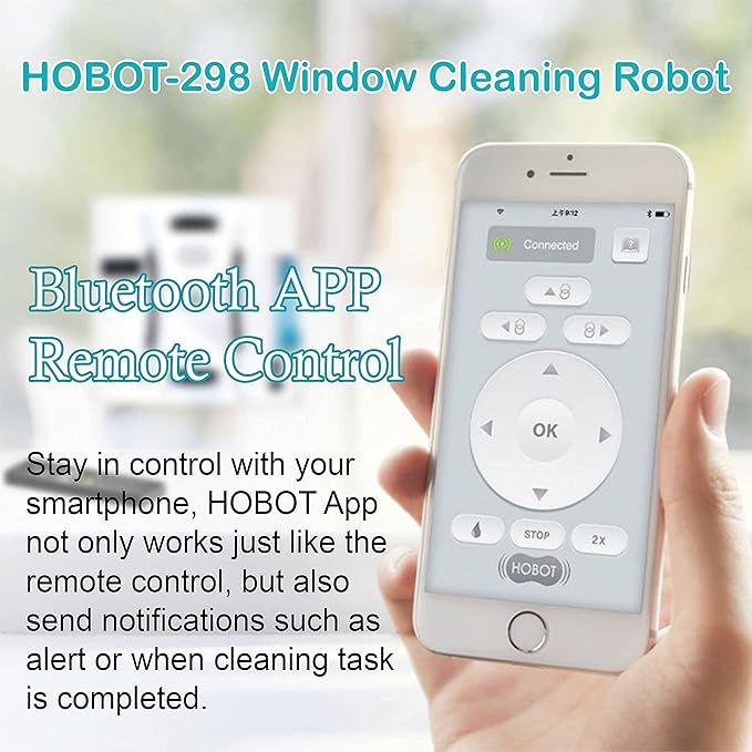 HOBOT-298 Window Cleaning Automatic Robot with Ultrasonic Water Spray, Intelligent Cleaning, AI Smart Route Plan, Replaceable Water Tank, and Control via Smartphone or Remote