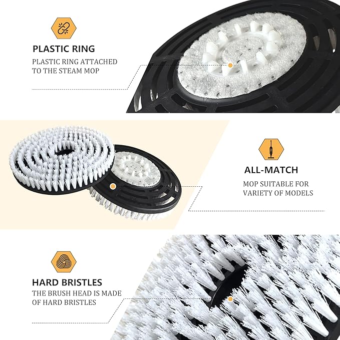 Steam Mop Replacement Brush Pads for Shark Steam and Scrub Mop S8201 S8001 S7201 S7000 Series 2 Brush Heads +2 Microfiber Absorbent Pads