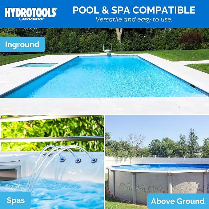 SWIMLINE HYDROTOOLS Chlorine Floater Dispenser For Above Ground & Inground Pools Spas | Solar Powered LED Light-Up Torch Flame Pool Decoration |Large Capacity Floating 3-Inch Chlorine Bromine Tabs