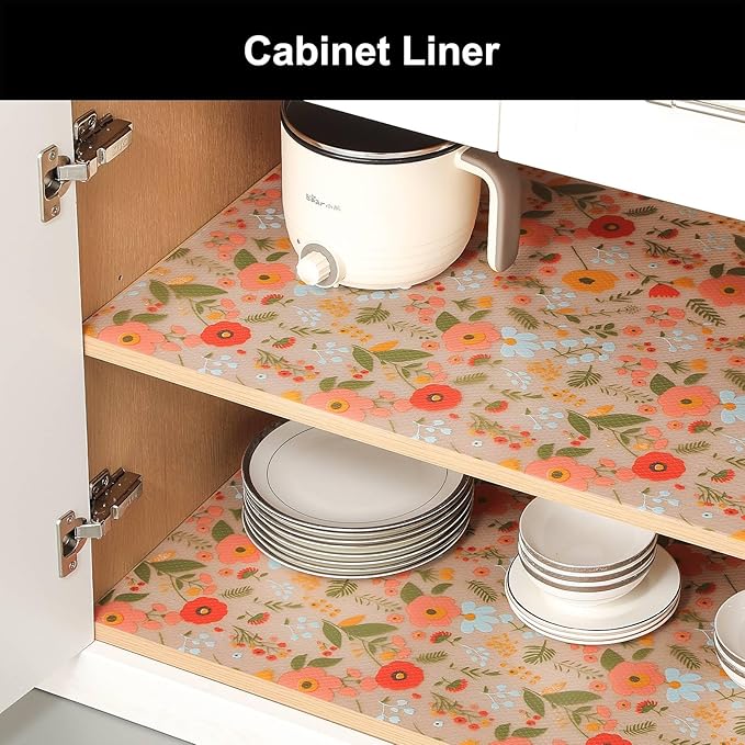 Cooyes Shelf Liner – Premium Non-Adhesive Cabinet & Drawer Liner for Kitchen – Waterproof Shelf Paper with Modern Pattern – Durable EVA Cabinet Mat – Easy to Cut （12" W x 120" L）