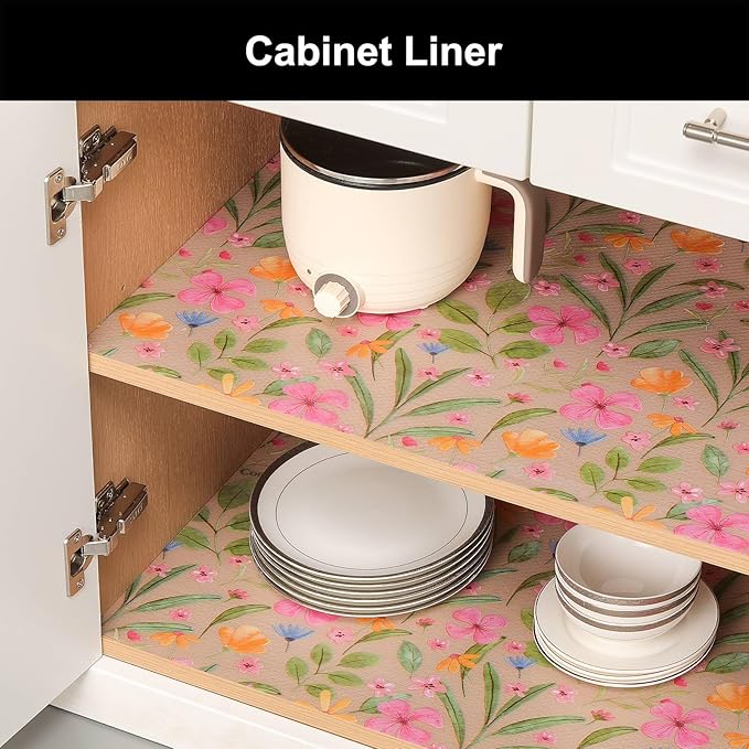 Cooyes Shelf Liner – Premium Non-Adhesive Cabinet & Drawer Liner for Kitchen – Waterproof Shelf Paper with Modern Pattern – Durable EVA Cabinet Mat – Easy to Cut （24" W x 360" L）