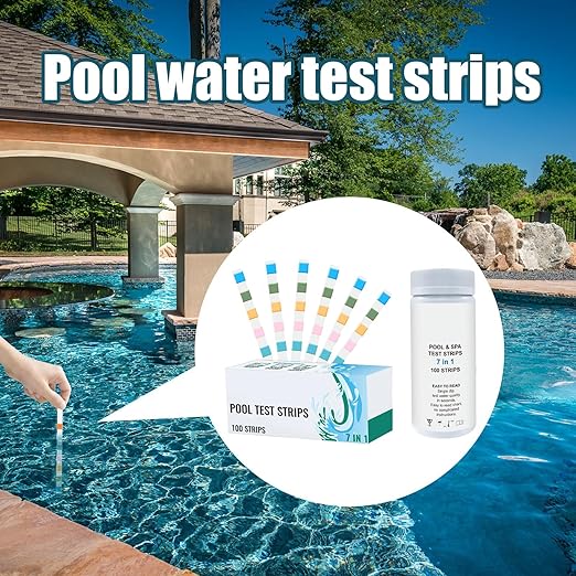 Swimming Pool Test Strips, 100 Piece Pool Tester Strips for Water, Accurate Water Quality Tester, for Maintenance, Homeowners, Swimmers, Hot Tub, Spa, Aquarium, Pond