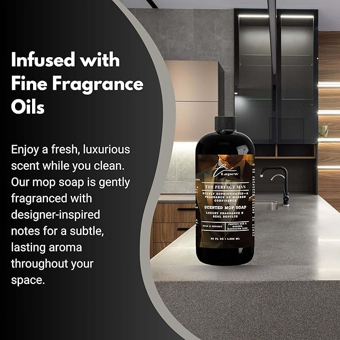 Luxury Floor Cleaner, Scented Mop Soap Concentrate | Hard Floor Cleaner for Tile, Vinyl, Laminate, LVP & Sealed Hardwood | Low-Foam, Streak-Free | 36 oz | The Perfect Man