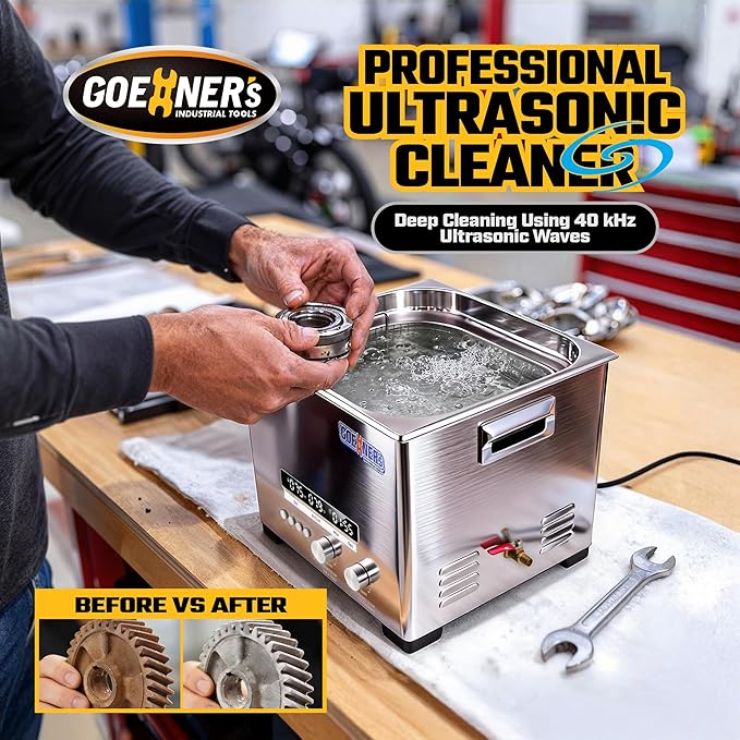 15L Professional Ultrasonic Cleaner Machine with Heater, 360W Ultra Sonic Cleaner with 3 Custom Memories, 99Min Timer & 176°F Temp, 40kHz Stainless Steel Ultrasonic Parts Cleaner for Carburetor, Lab