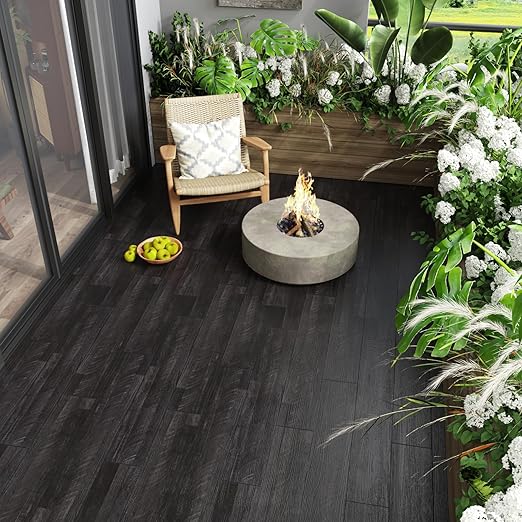 CRE8TIVE 24-Pack Dark Grey Wood Plank Vinyl Peel and Stick Floor Tile - Waterproof 6"x36" Self Adhesive Flooring for Bathroom, Kitchen, Bedroom - Temporary Wood Look