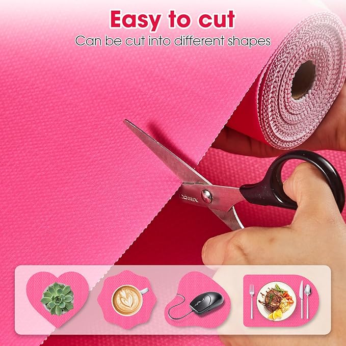 Drawer and Shelf Liner, Non-Slip Kitchen Cabinet Liners Non-Adhesive Thick Strong Grip Waterproof Washable Mats Protect Dresser Shelves Cupboard Bathroom Cabinets, Fuchsia, 12 in X 10 FT