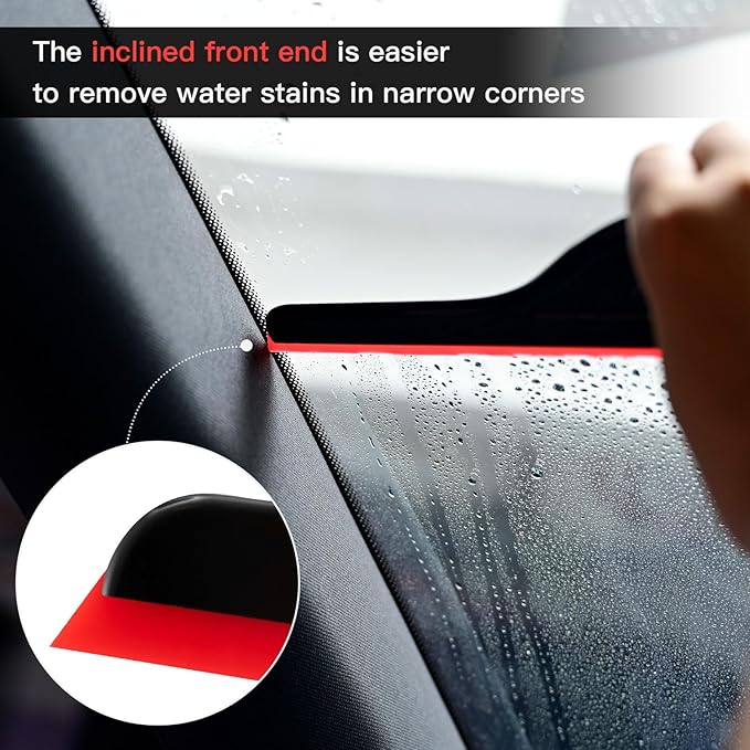 NEWISHTOOL Window Tint Tools, 3 PCS Side Wiper Swiper Silicone Squeegee, Car Squeegee Water Blade with Long Handle for Auto Window Tinting Glass Film Installation, Windshield Cleaning & Water Removing