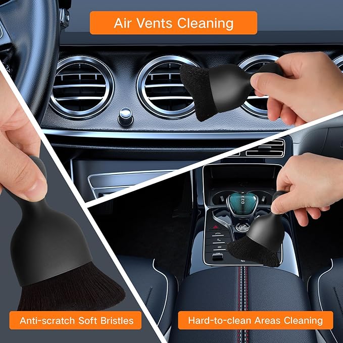 7pcs Windshield Cleaner Tool Car Window Cleaning Wash Kit with 4 Reusable Microfiber Pads 1 Spray Bottle and Extendable Handle Auto Glass Wiper Kit, Orange