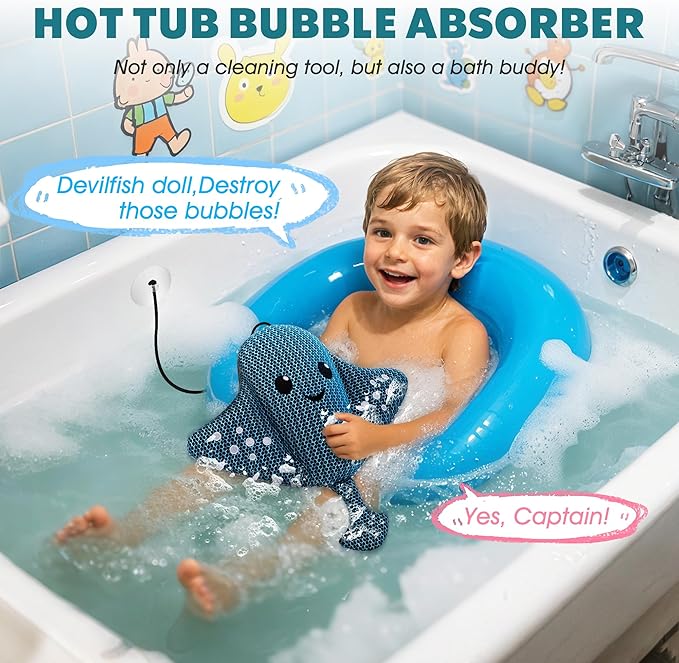 Hot-Tub-Scum-Absorber-Devilfish-Hot-Tub-Floating-Sponge-Scum-Remover Reusable-Scum-Bug-Hot-Tub-Oil-Scum-Absorbing-Sponge for Keep Water Cleaner Spa Pool Bath Scum-Hot-Tub-Accessories 2 Pack