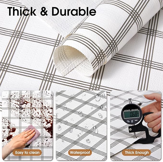 Beautysaid Shelf and Drawer Liner for Kitchen Cabinet, Non Adhesive Non Slip Shelf Paper Waterproof Washable Thickened for Dresser Pantry Shelve Bathroom Protector Liner(Plaid,23.6 in x 10 FT)