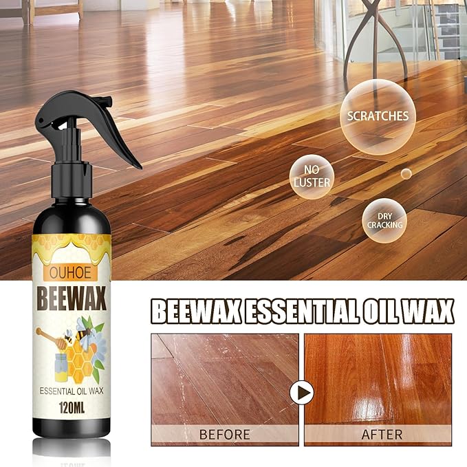 Natural Beeswax Care Spray & Restorer, Beeswax Wood Polish for Floors and Furniture, Natural Micro-Molecular Spray – Multi-Purpose（2 Bottles）