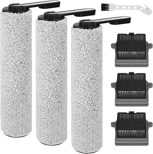 Accessory Set for Tineco iFLOOR 5 Breeze Wet and Dry Vacuum Cleaner Replacement Parts 7 Pieces Accessories 3 Roller Brushes + 3 HEPA Filters + 1 Cleaning Brush