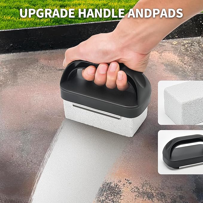 Griddle Cleaning Stone Brick, 3-Pack with Ergonomic Handle, Natural Pumice Block for Blackstone, Flat Top Griddles, Cast Iron, Ovens & BBQ Surfaces