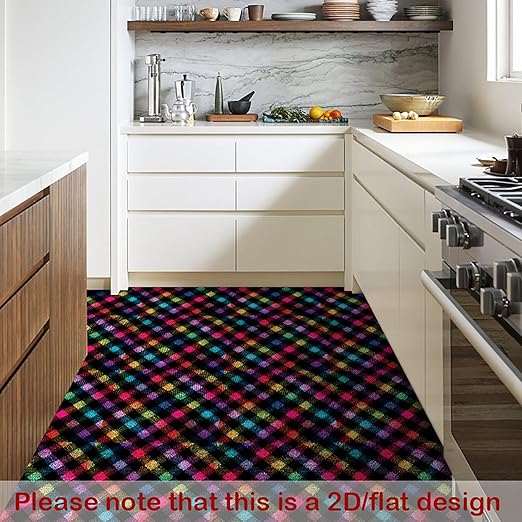 Nuxovilar Peel and Stick Vinyl Floor Tiles - 12x12 Inch Colorful Plaid Pattern, 10 Pcs Self-Adhesive Flooring for Easy Installation