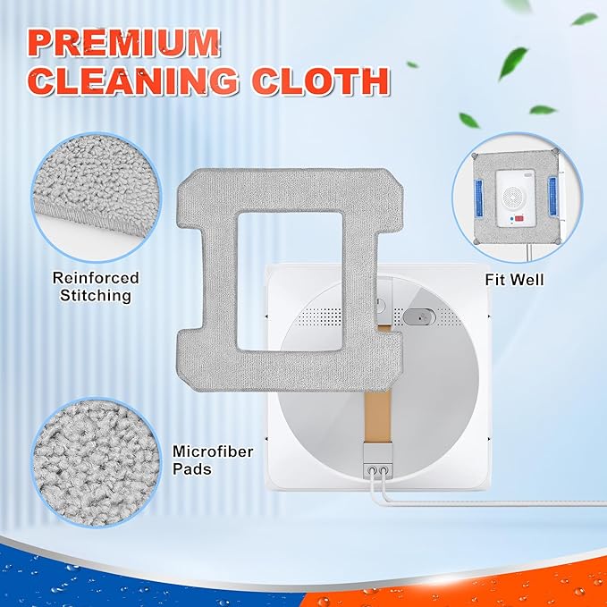 Cleaning Pads Compatible with Ecovacs Winbot W2/W2 Pro Omni W1/W1 Pro Window Vacuum Cleaner Robot, Washable Reusable W2S Omni Mop Pads Accessories 8PCS