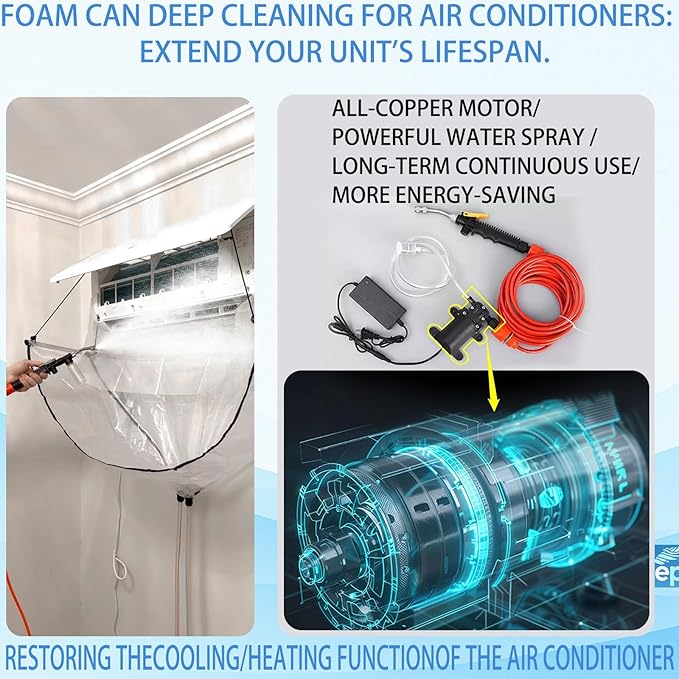 Mini Split Cleaning Bag Kit with Double Hose Drain, Double Bracket,Uniquely Designed Mini Split-Type Cleaning System Bag(30PCS,Small,White)