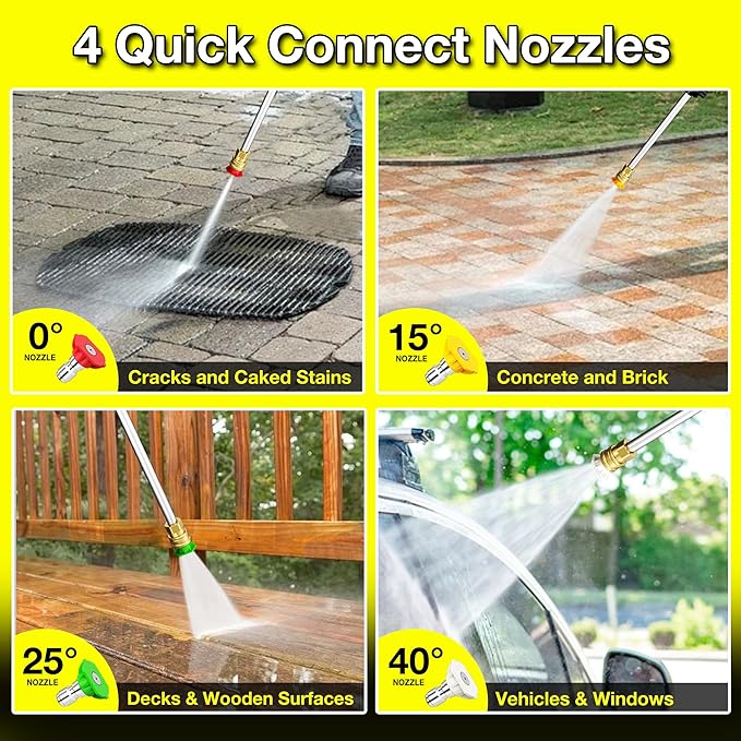 Electric Pressure Washer, 4200PSI 2.8GPM Power Washer with 4 Quick Connect Nozzles, High Pressure Cleaning Machine with Foam Cannon for Cars/Fences/Driveways/Patios/Home Cleaning