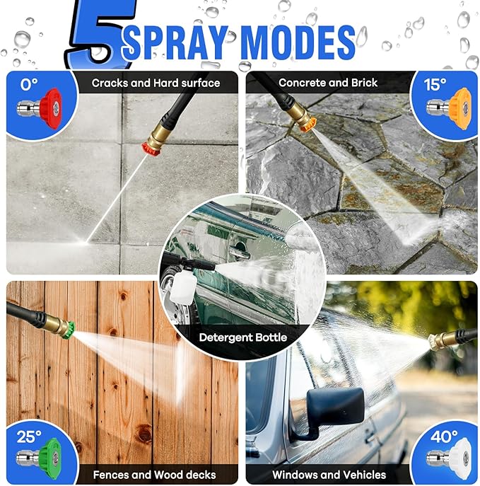 Pressure Washer, Washer with 4 Quick Connect Nozzles, Pressure Cleaning Machine with Foam Cannon for Cars/Fences/Driveways/Patios/Home Cleaning, Pallet of Product