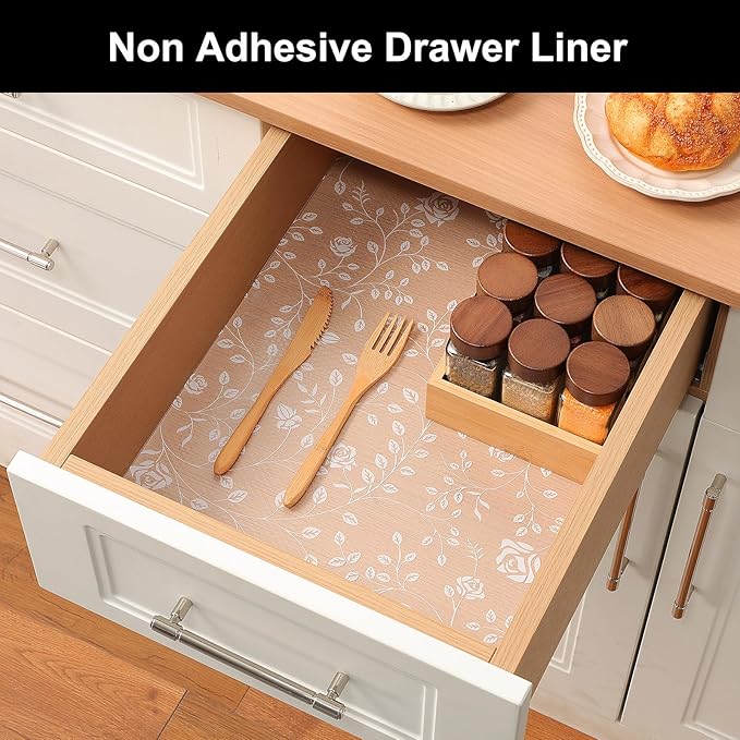 Cooyes Shelf Liner – Premium Non-Adhesive Cabinet & Drawer Liner for Kitchen – Waterproof Shelf Paper with Modern Pattern – Durable EVA Cabinet Mat – Easy to Cut （24" W x 360" L）