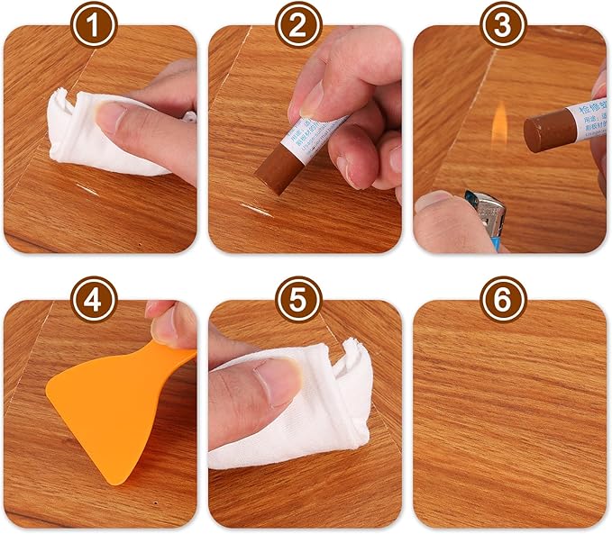 uxcell Furniture Repair Crayons, 3Pcs - Wood Wax Filler Stick, Furniture Markers Touch Up - for Scratches Holes Tables Desks Wooden Floors Cover Ups, Teak