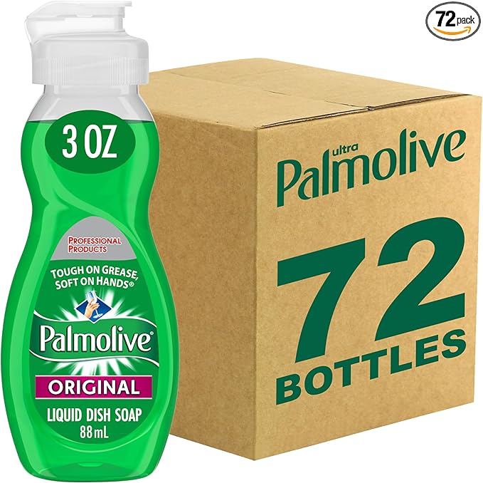 PALMOLIVE Dishwashing Liquid, Travel Dish Soap, Original Scent, Green, 3 Fluid Ounce Bottle (Case of 72) - Total of 216 Fluid Ounces - Dishwashing Liquid - Kitchen Soap & Cleaning Supplies