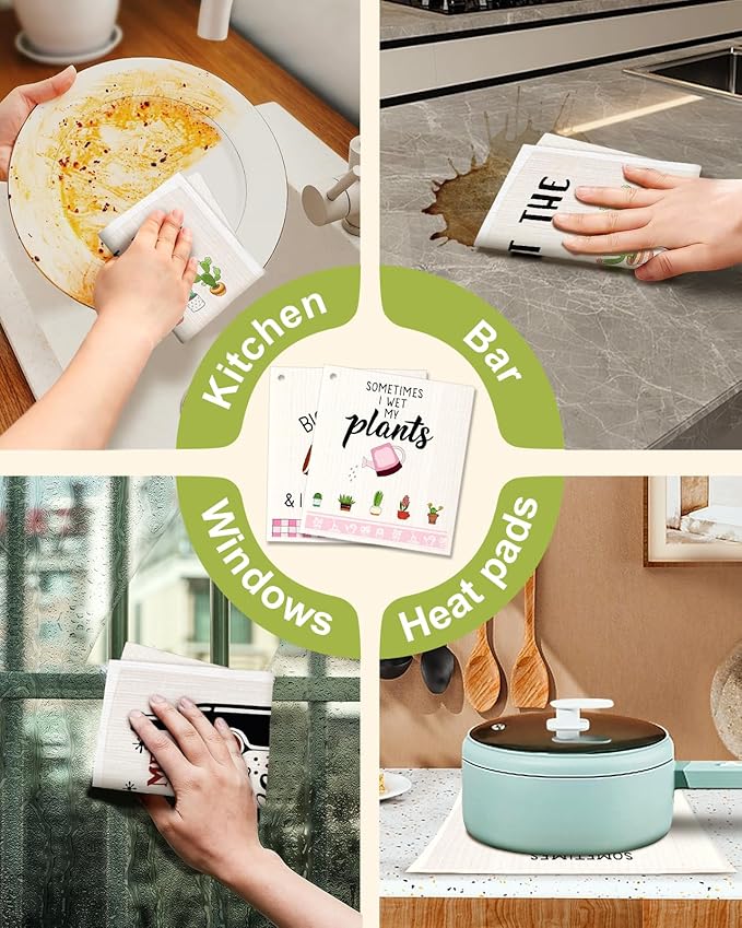 Swedish Dishcloths for Kitchen - 5 Pack Reusable Dish Cloths for Washing Dishes Absorbent Cute Funny Kitchen Towels Cleaning Sponge, Funny Kitchen