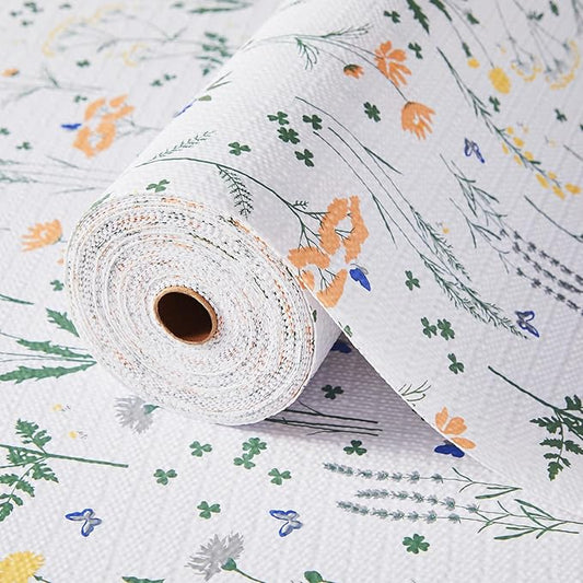 Beautysaid Shelf and Drawer Liner for Kitchen Cabinet, Non Adhesive Non Slip Shelf Paper Waterproof Washable Thickened for Dresser Pantry Shelve Bathroom Protector Liner(Floral,12 in x 10 FT)