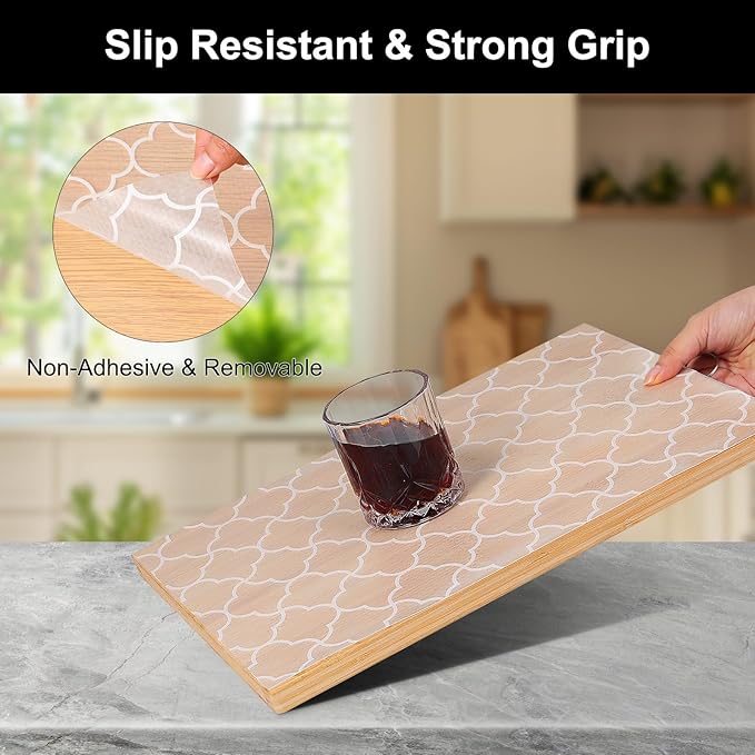 Cooyes Shelf Liner – Premium Non-Adhesive Cabinet & Drawer Liner for Kitchen – Waterproof Shelf Paper with Modern Pattern – Durable EVA Cabinet Mat – Easy to Cut （12" W x 240" L）