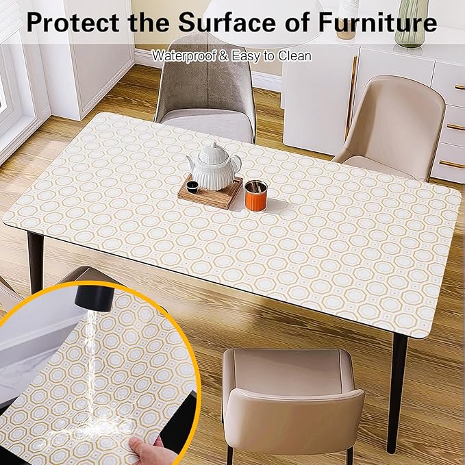 Drawer and Shelf Liner for Kitchen Cabinet,Non-Adhesive Cabinet Liner 24in x 10FT,Waterproof Shelf Paper Non-Slip Mats Cupboard Liners Contact Protect Dresser/Shelves/Table-Gold Octagonal