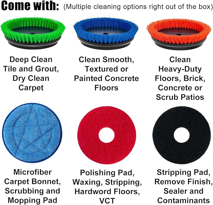 Commercial Floor Scrubber Machine, Heavy Duty Orbital Floor Cleaner, Multi-Functional Floor Buffer Polisher Machine- Deep Cleaning Tile and Grout, Hardwood Floors and Carpets with Ease, Orb-5