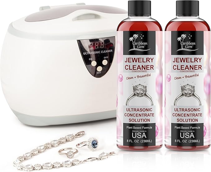 Ultrasonic Cleaner Solution Concentrate - Highly Concentrated All Purpose Cleaning Solution for All Ultrasonic Machines - USA Made Plant Based Eyeglass and Jewelry Cleaner, 8oz (2 Pack)