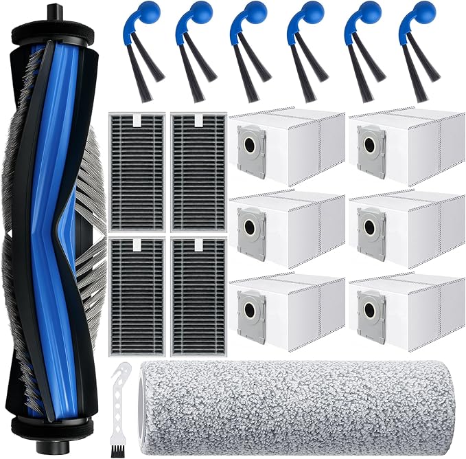 T80 Omni Replacement Parts for Ecovacs Deebot T80 Omni T80 for Yeedi M14 Plus Robotic Vacuum Cleaner Parts with 1 Roller,1 Mop,4 HEAP,6 Dust Bag,6 Side Brush,1 Clean Brush Accessories