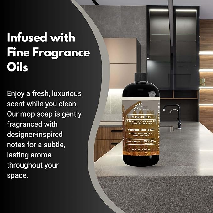Luxury Floor Cleaner, Scented Mop Soap Concentrate | Hard Floor Cleaner for Tile, Vinyl, Laminate, LVP & Sealed Hardwood | Low-Foam, Streak-Free | 36 oz | Blissful Day