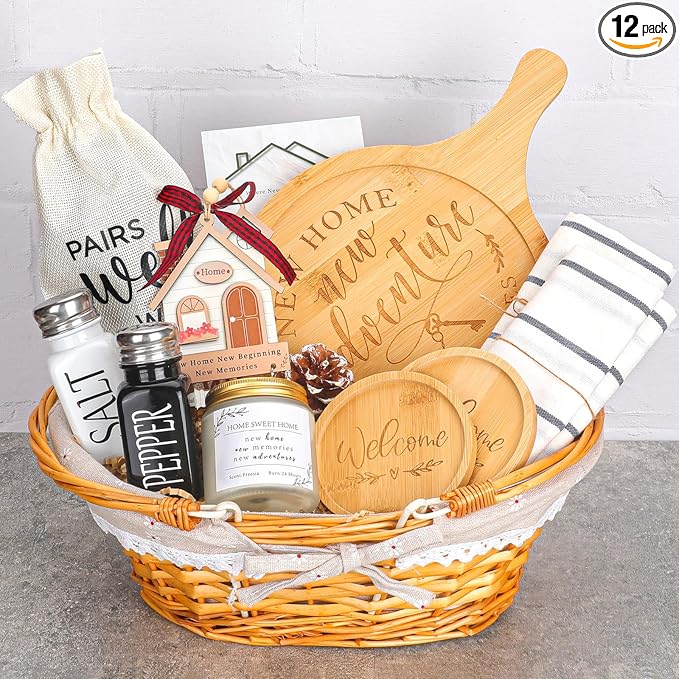 House Warming Gifts New Home,12Pcs Housewarming Gifts Basket for New House, Couples, Clients, Women, Men, Closing Gift for Home Buyers Realtors,First House Gift Ideas, New Apartment