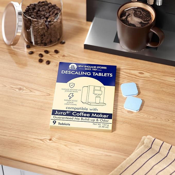 Jura Compatible Descaling Tablets (9-Pack) - Powerful Limescale & Calcium Remover for Coffee Machines | Prevents Clogs, Protects Internal Parts & Boosts Brewing Performance | Restores Original Taste