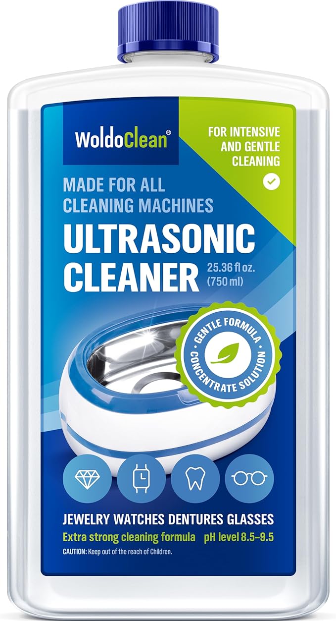 WoldoClean Ultrasonic Cleaner Solution 25.4 Fl Oz - Jewelry Cleaning Liquid for Ultrasonic Machines, Watches, Glasses & Sonic Jewelry Cleaner